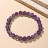 Natural Amethyst Bead Stretch Bracelets X-BJEW-K212-B-034-1