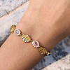 Ocean Theme 304 Stainless Steel Rhinestone Link Chain Bracelets for Women SA-CBA183D-09A-G-1