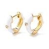 Clear Cubic Zirconia Chunky Hinged Hoop Earrings with Enamel EJEW-P196-20G-01-1