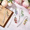 5Pcs 5 Colors Acrylic & Glass & Shell Pearl Pendant Bookmark AJEW-JK00358-1