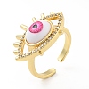 Cubic Zirconia Sun with Evil Eye Open Cuff Ring with Enamel RJEW-B042-08G-4