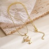 Brass Clear Cubic Zirconia & Shell Moon Star Pendant Ball Chain Necklaces for Women PW-WGF0F67-01-4