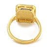 Rectangle with Saint Rack Plating Brass Adjustable Rings for Women RJEW-I105-03G-03-3