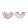 Electroplate Natural Rose Quartz Semi Circle Pendants G-S344-42G-2