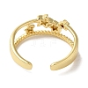 Star Rack Plating Brass Open Cuff Rings for Women RJEW-L123-106G-3