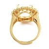 Rack Plating Oval Brass Micro Pave Cubic Zirconia Adjustable Ring Components KK-Q819-14G-3