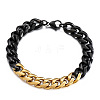 Two-tone 304 Stainless Steel Cuban Link Chain Bracelets for Men FS-WG114D5-01-1