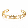 Brass Micro Pave Clear Cubic Zirconia Cuff Bangles BJEW-N302-006H-NF-1