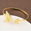 Marine Organism Brass Cuff Bangles for Women BJEW-D368-03K-G-1