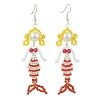 Copper Wire with Glass Beads Dangle Earrings EJEW-MZ00816-01-2