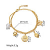 304 Stainless Steel Crystal Rhinestone and Imitation Pearl Butterfly Flower Charm 2-Strand Bracelets for Women WG73EE1-01-4