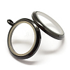 Flat Round Alloy Glass Magnetic Photo Frame Living Memory Floating Locket Pendants PALLOY-S046-01B-2