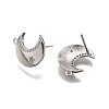 Brass Micro Pave Clear Cubic Zirconia Stud Earring Findings KK-G530-03P-2