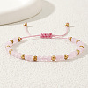 Glass & Brass Round Beads Braided Bead Bracelets LS-RD6595-4-2