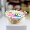 Mini Wood Basket & Wool Yarn PW-WG88830-01-3