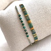 2Pcs 2 Styles Natural Fuchsite & Glass & Iron Braided Bead Bracelet Sets VQ5564-2
