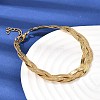 304 Stainless Steel Interlocking Herringbone Chain Bracelet for Women BJEW-K240-08C-G-3