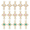 15Pcs 3 Colors Brass Pave Cubic Zirconia Connector Charms KK-CA0003-86-1