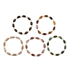 Natural Sunstone/Natural Strawberry Quartz/Natural African Turquoise(Jasper)/Natural Bronzite/Natural Mookaite & Shell Pearl & Brass Beads Stretch Bracelets for Women BJEW-JB13864-2