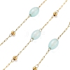 Natural Dyed Jade & 304 Stainless Steel Beads Link Chains CHS-K021-08B-04-1