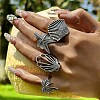 4Pcs 4 Styles Alloy Starfish/Shell Shape/Coconut Tree Finger Rings for Unisex PW-WG2B6F0-01-2