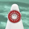 Flat Round with Sun Pattern 304 Stainless Steel Enamel Finger Rings for Women RJEW-G355-05P-02-3