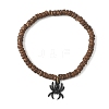 2Pcs Natural Black Agate & Coconut & Shell Beads Stretch Bracelets BJEW-JB12673-3