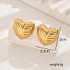 Irregular Stainless Steel Texture Heart Stud Earrings UG0666-5