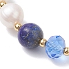 Natural Lapis Lazuli & Cultured Freshwater Pearl Beads Stretch Bracelets BJEW-JB12856-01-3