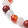 8mm Round Natural Red Jasper & Rose Quartz & Carnelian & Quartz Crystal Beaded Stretch Bracelets for Women BJEW-JB10625-04-3