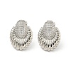 Teardrop Brass Pave Clear Cubic Zirconia Stud Earrings EJEW-N054-40P-1