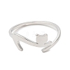 Non-Tarnish 304 Stainless Steel Cat Adjustable Ring for Women RJEW-M149-34P-1