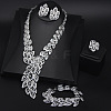 Feather Alloy Crystal Rhinestone Link Bracelets & Stud Earrings & Chain Necklaces & Rings Sets FS-WGFA57F-01-1