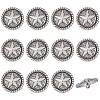 12Pcs 1-Hole Alloy Star with Flat Round Shank Buttons BUTT-GF0004-29AS-1