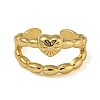 Heart Brass Double Layer Open Cuff Rings for Women RJEW-Z050-10G-2