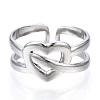 Non-Tarnish 304 Stainless Steel Heart Open Cuff Ring RJEW-N040-15-2