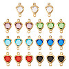 28Pcs 7 Colors Stainless Steel Pave Glass Heart Connector Charms STAS-TA0003-30-2