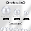 150Pcs 3 Styles  ABS Plastic Imitation Pearl Round Beads KY-SP0001-63B-2