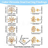 Beebeecraft 4 Pairs 4 Style Brass Cubic Zirconia Flower Stud Earring Findings EJEW-BBC0001-11-2