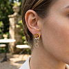 Two Tone 304 Stainless Steel Stud Dangle Earrings for Women DN8628-2