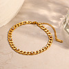 304 Stainless Steel Rhinestone Curb Link Chain Bracelets for Women BJEW-L721-01G-1