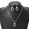 Teardrop Alloy Rhinestone Earring & Pendant Necklaces & Finger Rings Sets FS-WG77DAC-03-3