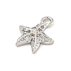 Starfish Rack Plating Brass Micro Pave Clear Cubic Zirconia Charms KK-P277-12P-2