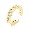 Brass Micro Pave Clear Cubic Zirconia Open Cuff Rings for Women RJEW-R011-06G-01-4