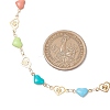 304 Stainless Steel Enamel Colorful Heart Link Chain Necklaces for Women NJEW-JN05165-3