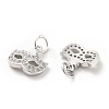 Mask Brass Micro Pave Clear Cubic Zirconia Charms KK-G425-08P-2