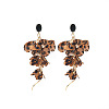Bohemian Style Alloy & Leopard Print Cloth Stud Earrings FS-WG62249-02-2