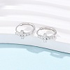 Cross 925 Sterling Silver Micro Pave Clear Cubic Zirconia Hoop Earrings EJEW-K317-06P-3