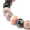 Dyed Natural Fire Crackle Agate Bead Stretch Bracelets BJEW-JB07519-6