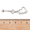 Alloy Crystal Rhinestone Dangle Curved Barbell Belly Rings AJEW-R007-04P-04-5